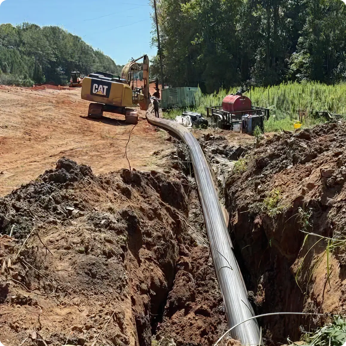 Machinery working on rural construction project